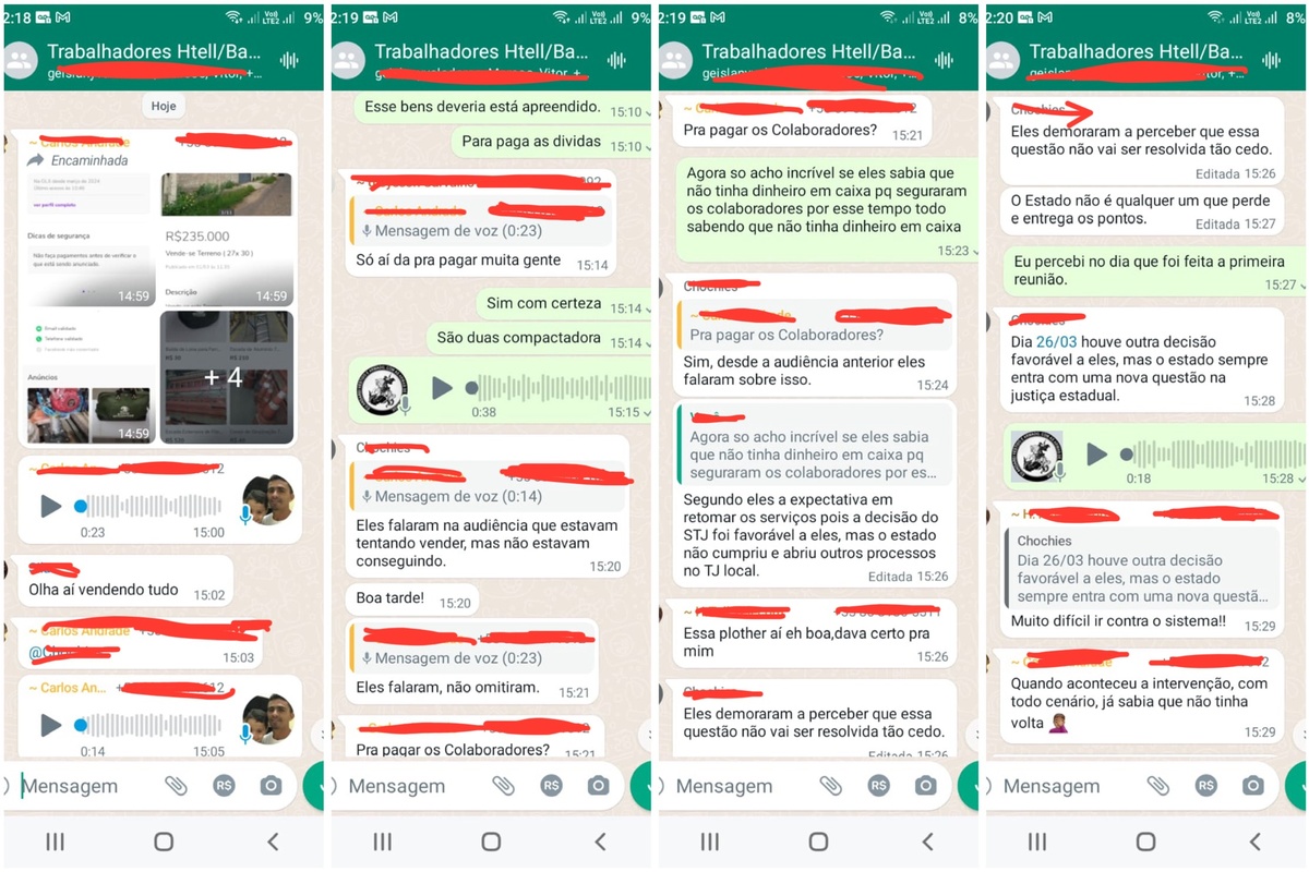 Grupo de trabalhadores preocupados com a situação