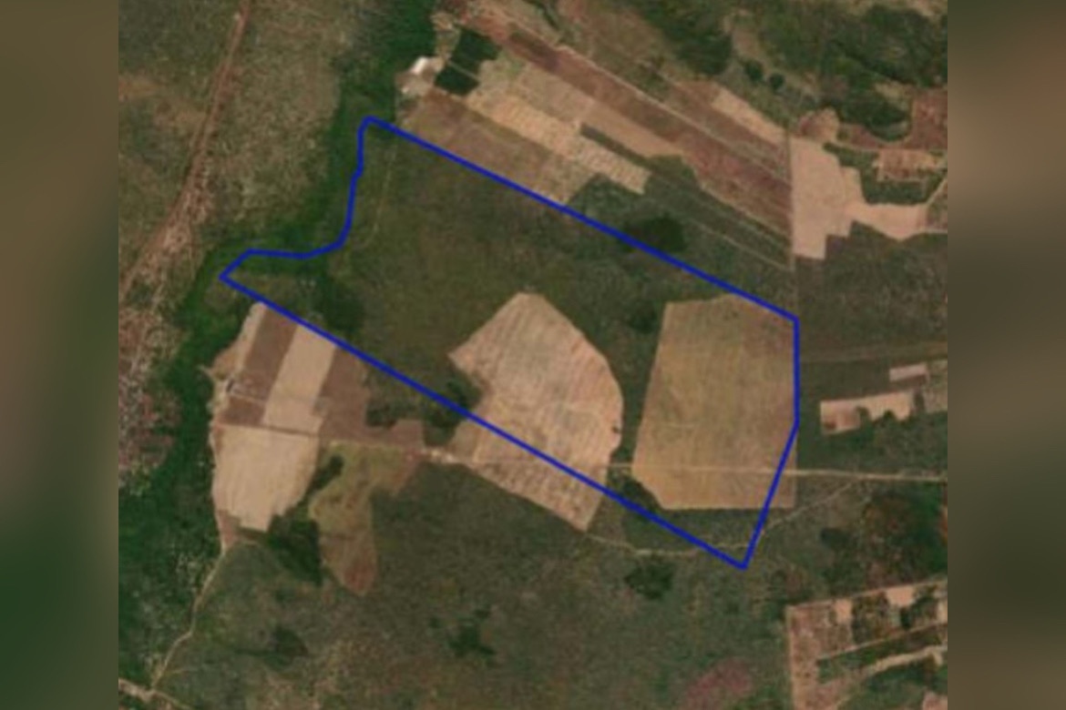 Imagem aérea da fazenda a ser leiloada