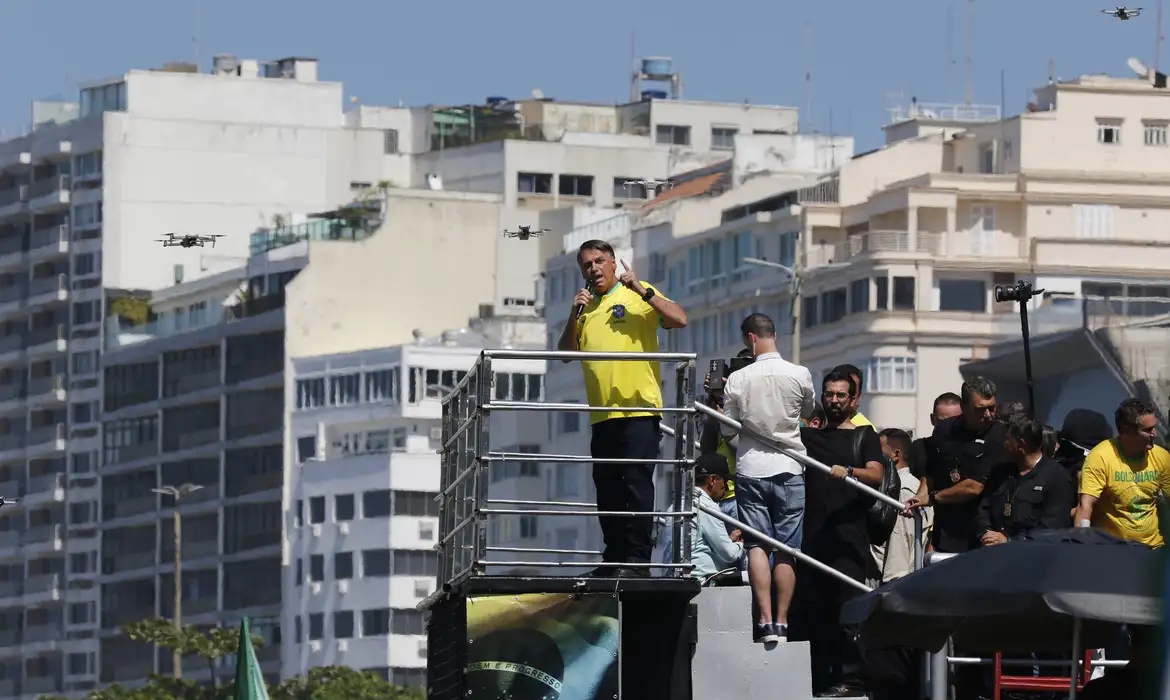 Manifestação bolsonarista na praia de Copacabana