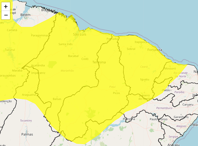 O estado do Piauí inteiro poderá ter chuvas intensas