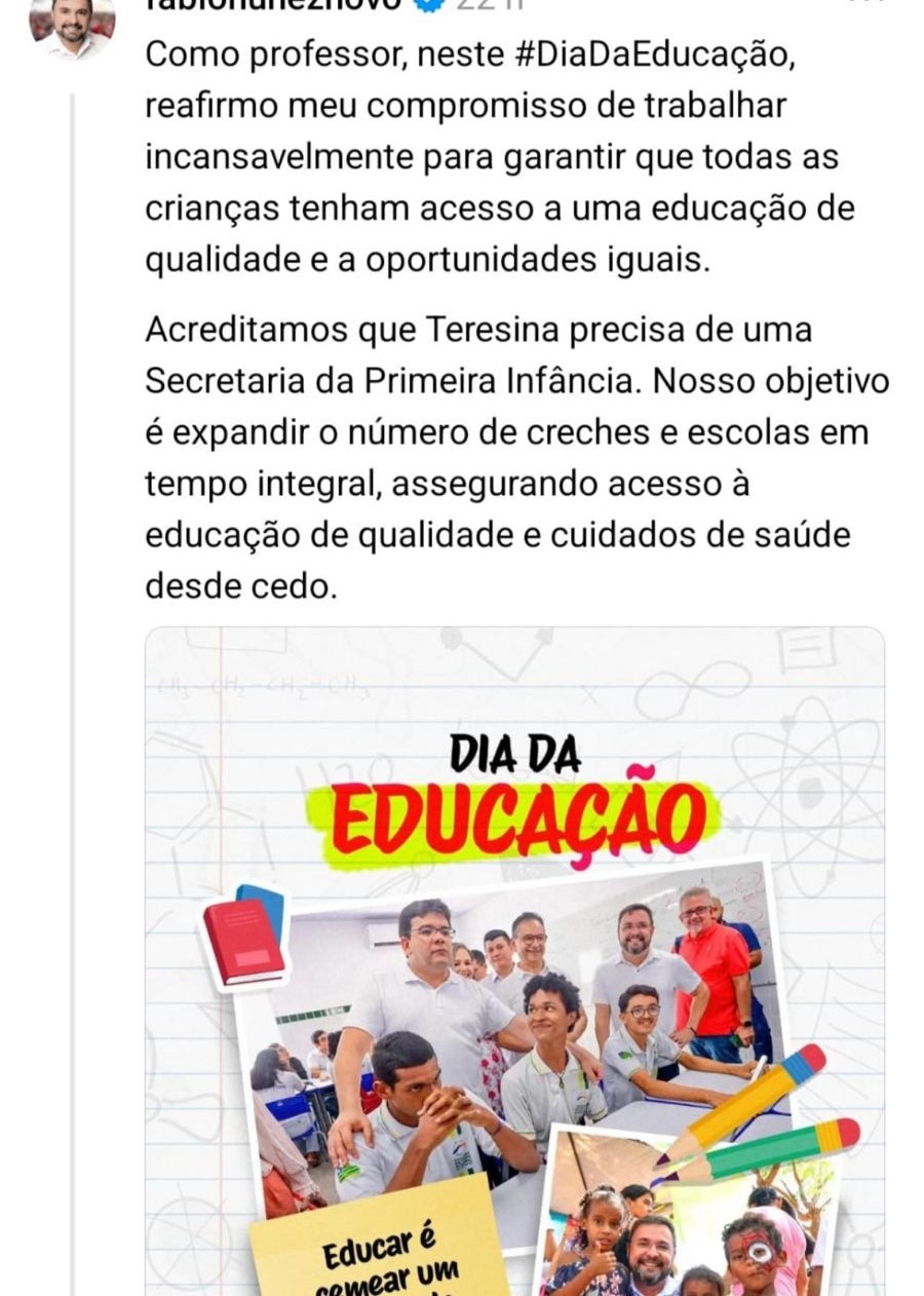 Veja a mensagem de Fábio Novo sobre seu magistério