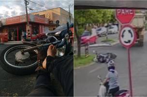 Acidente entre motocicleta e caminhão no bairro Vermelha (Foto: Reprodução)