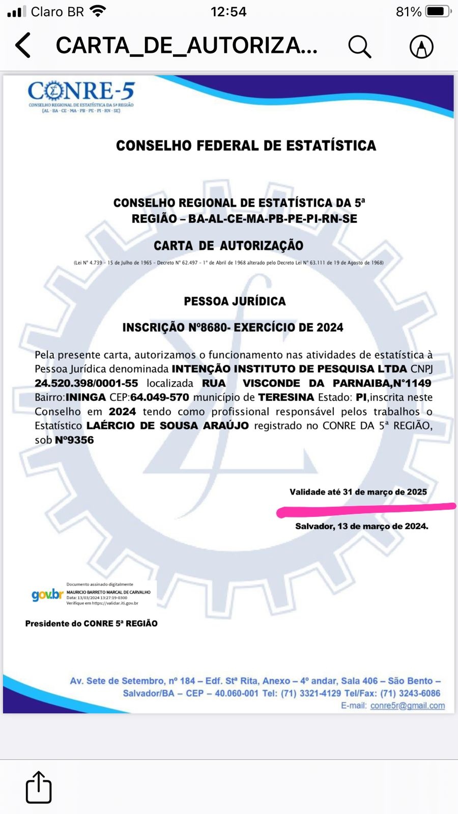 Autorização COnre 5