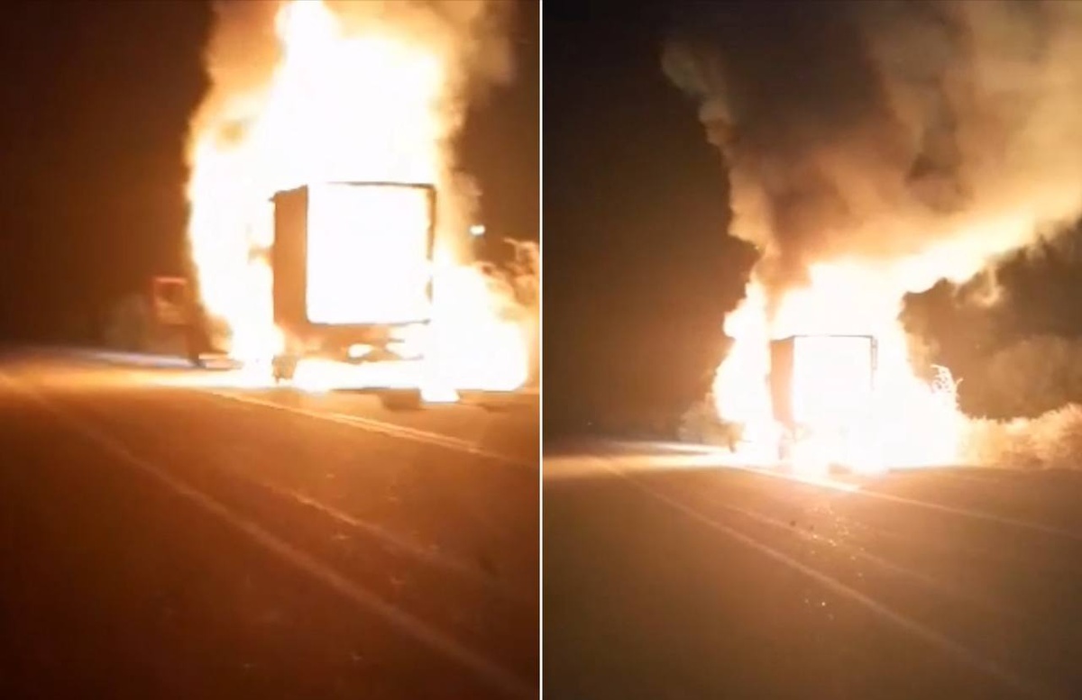Caminhão pega fogo em rodovia no Sul do estado