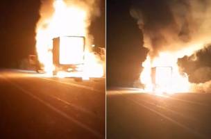 Caminhão pega fogo em rodovia no Sul do estado (Foto: Divulgação)