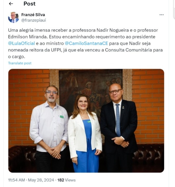 Candidatos da chapa 2, Edmilson Miranda e Nadir Nogueira, e o presidente ALEPI, Franzé Silva.