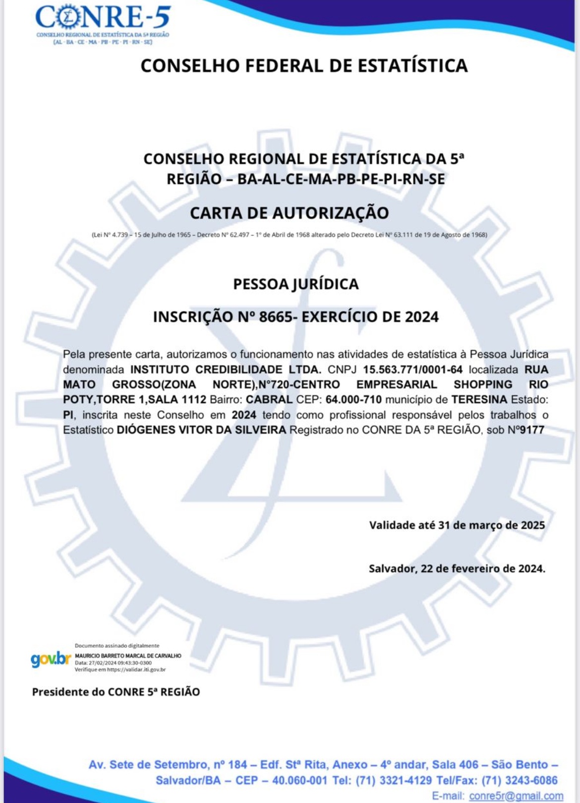 Carta de autorização