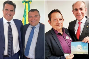 Ciro Nogueira com o prefeito Angelo Santos (PP), o Dr. Macaxeira, e o prefeito Wagner Coelho com o senador Marcelo Castro (MDB-PI)