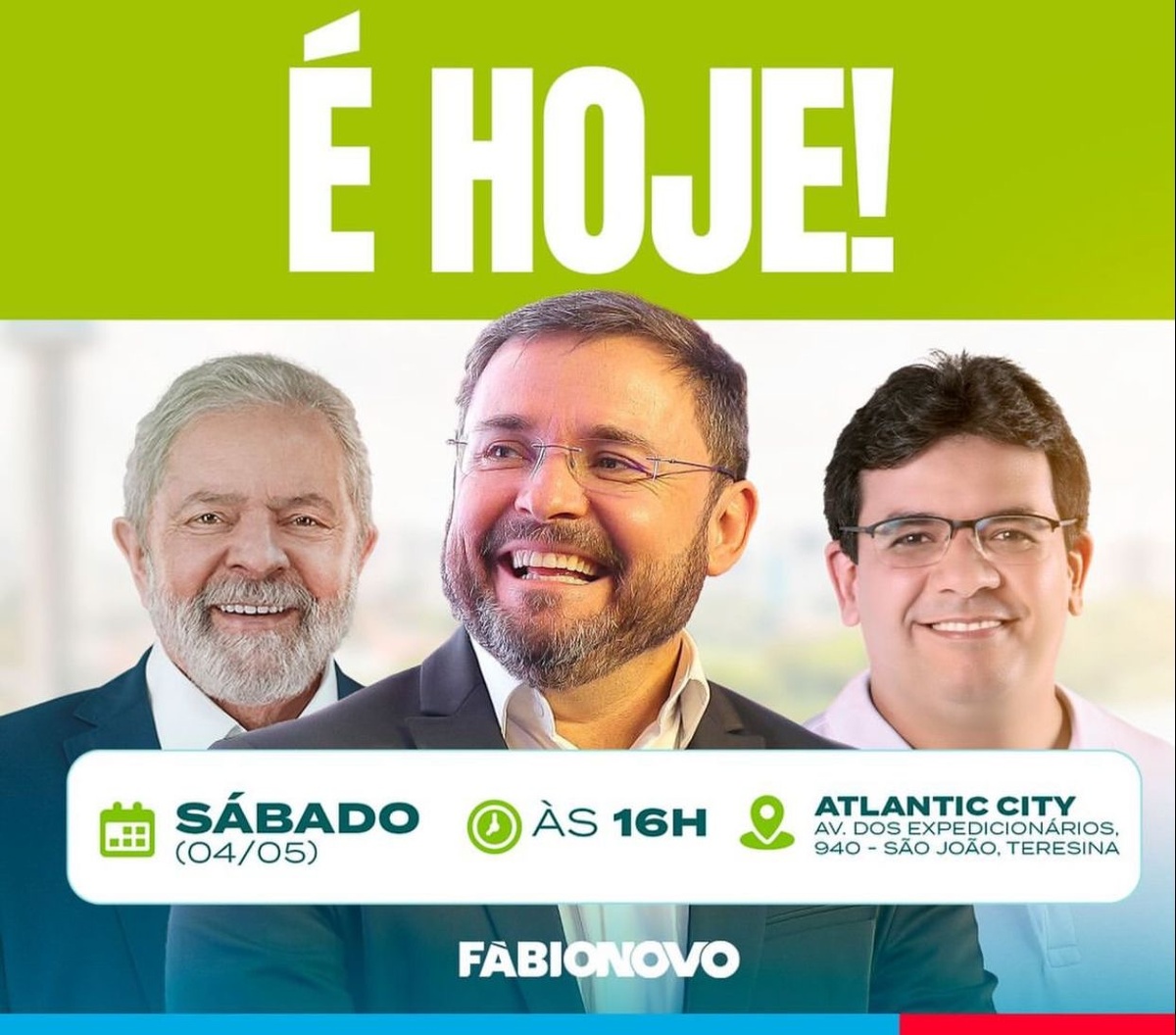 Lula sempre no cartaz de Fábio Novo, mas o presidente estava a quilômetros de distância dali