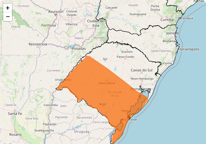 Previsão é de fortes chuvas em grande parte do Rio Grande do Sul