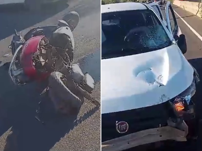 Acidente entre moto e carro na BR-316