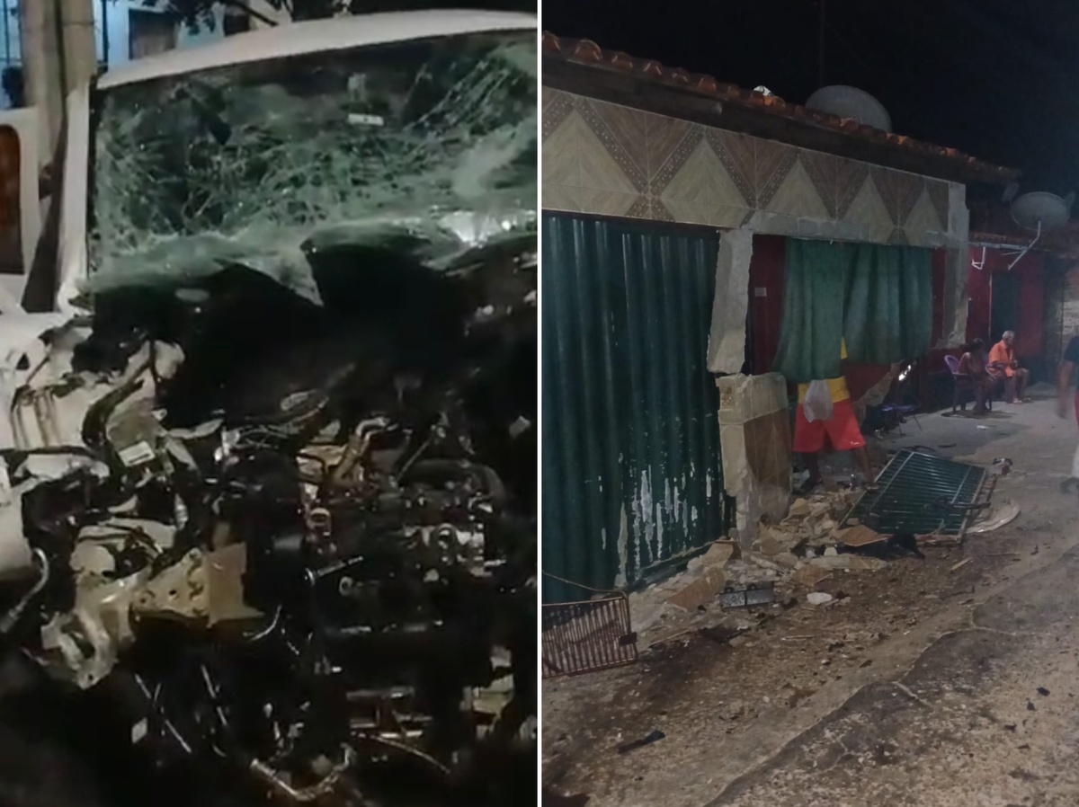 Carro fica destruído após perder o controle e invadir residência em em Teresina