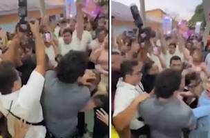 Fotógrafo de Rafael Fonteles agride estudante durante evento político em Parnaíba (Foto: Reprodução)