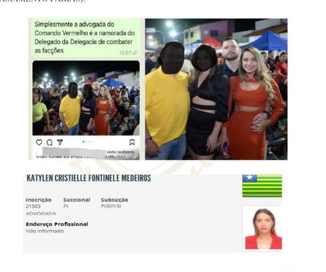 Relação entre delegado e advogada de membros do CV é romantica.