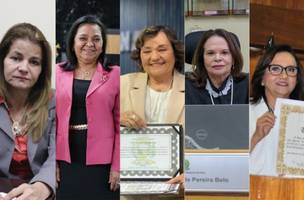 Respectivamente: Maria Luiza de Moura Mello e Freitas  Elvira Maria Osório Pitombeira Meneses de Carvalho  Haydée Lima de Castelo Branco  Lucicleide Pereira Belo  Maria Célia Lima Lúcio (Foto: Reprodução)