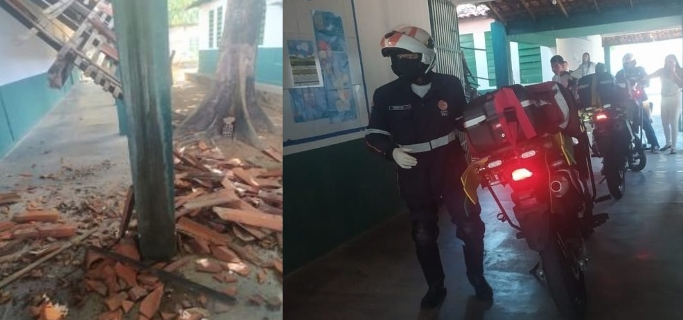 Telhado de escola desabafa em Teresina e deixa uma aluna ferida