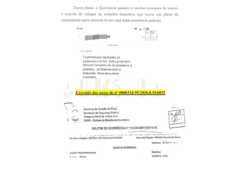 Trecho de parte da investigação do atentando contra o denunciante