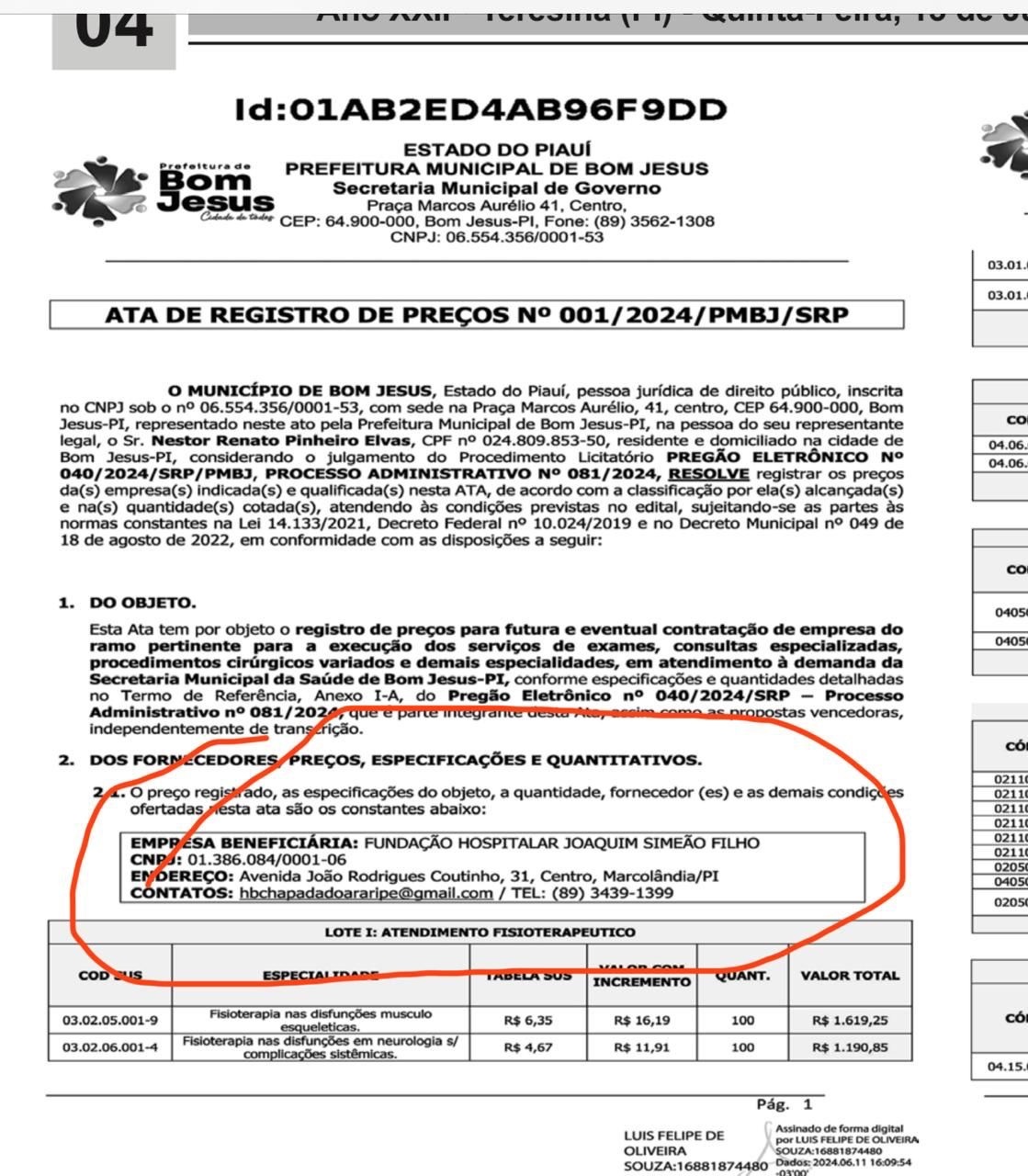 Ata de registro de preços