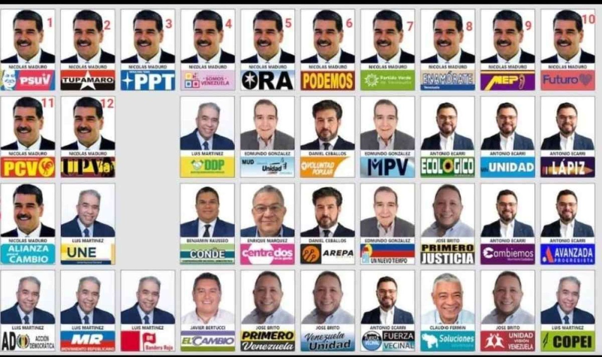 Cédula de votação na Venezuela tem a foto de Nicolás Maduro 13 vezes