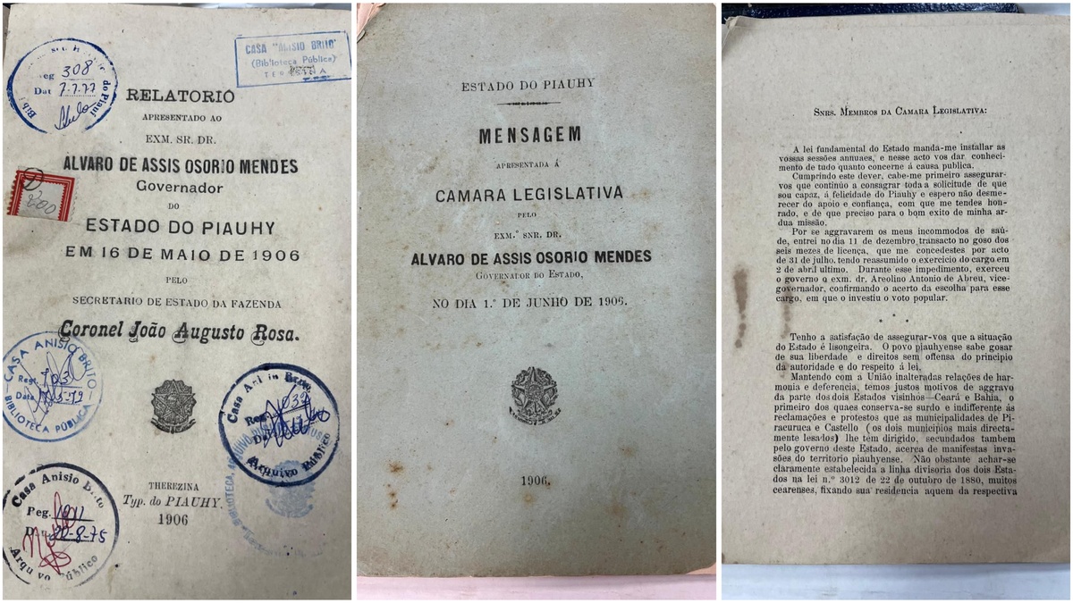 Documentos de 1906 onde o governador de então, Álvaro Mendes, já alertava sobre invasão dos cearenses