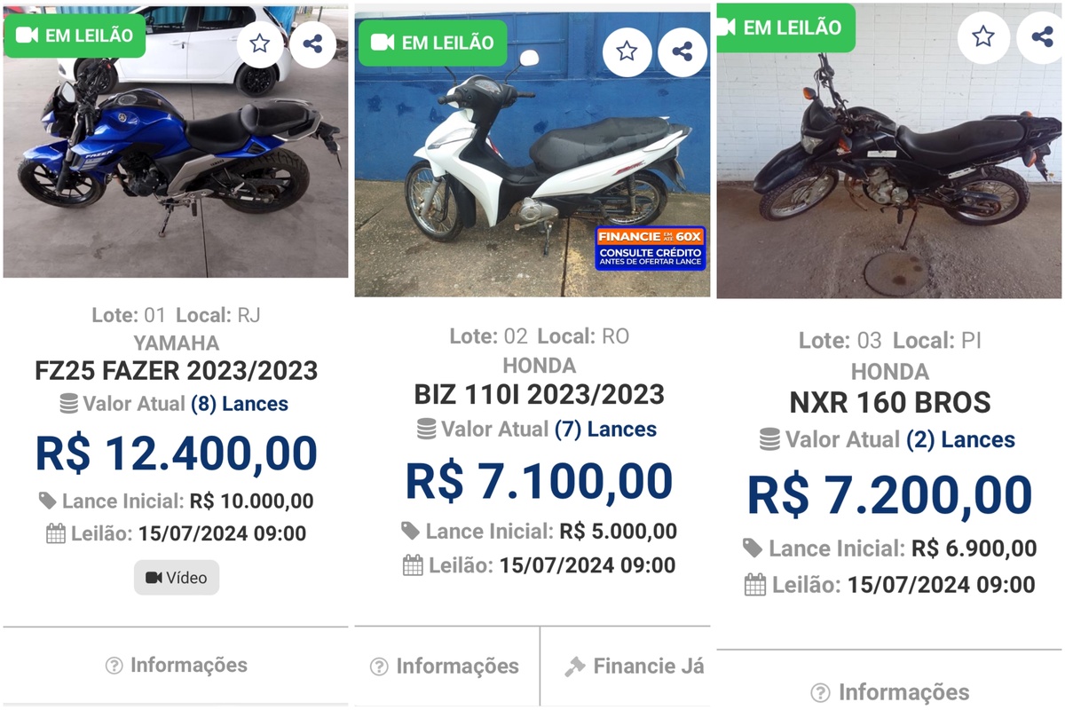 Leilão contém veículos conservados e materiais para sucata