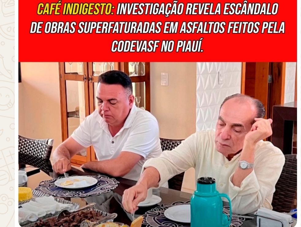 Na foto com o primo candidato, Marcelo Castro no café que o G1 diz ser indigesto.