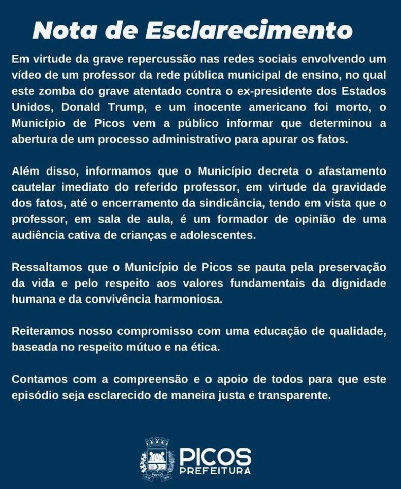 Nota da Prefeitura