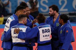 Brasil vai em busca do bronze na disputa por equipes do judô em Paris 2024. (Foto: Reprodução/Miriam Jeske/COB)