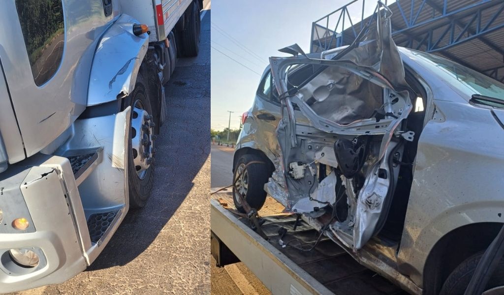 Colisão entre Caminhão e Fiat Uno