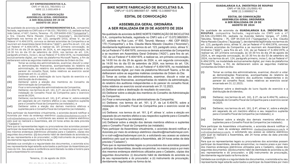 Editais de convocação para assembleia