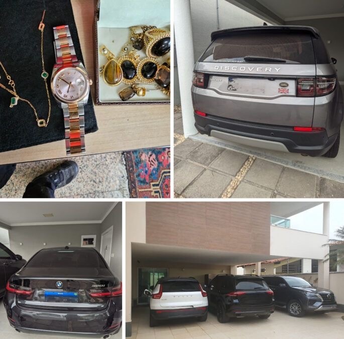 Joias, relógios e carros de luxo apreendidos na operação da PF no Nas casas de parentes de desembargadores