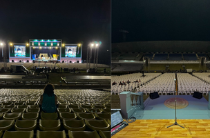 Palco do show "Efeito Borboleta" no estádio Albertão. (Foto: Reprodução/Instagram)