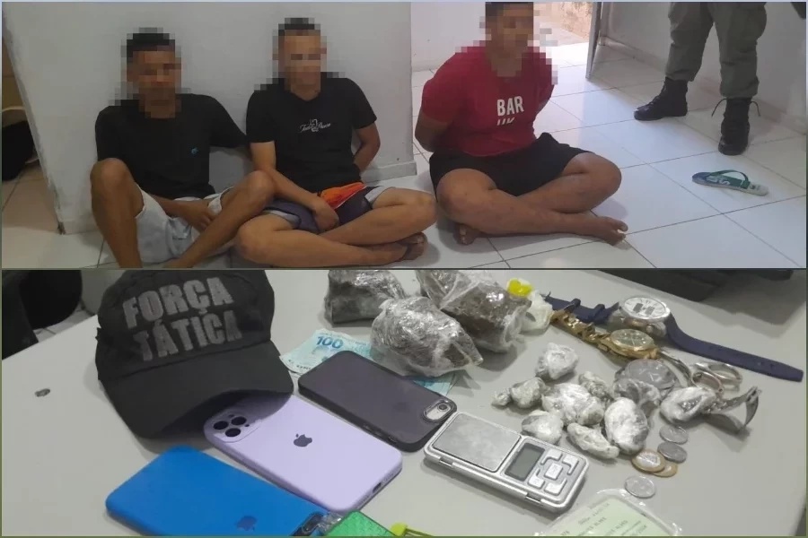 Polícia estoura boca de fumo e prende três traficantes na zona Sudeste; material ilícito foi apreendido durante a operação