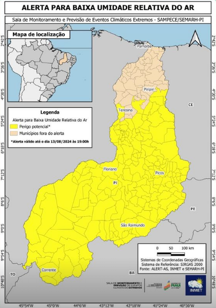 População deve tomar precauções para minimizar os riscos à saúde e incêndios florestais entre os dias 13 e 14 de agosto.