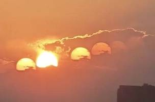 'Sete sóis' na China. (Foto: Reprodução/Redes Sociais)