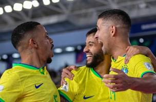 Brasil vence Marrocos e avança à semifinal da Copa do Mundo de Futsal (Foto: Reprodução/Leto Ribas)
