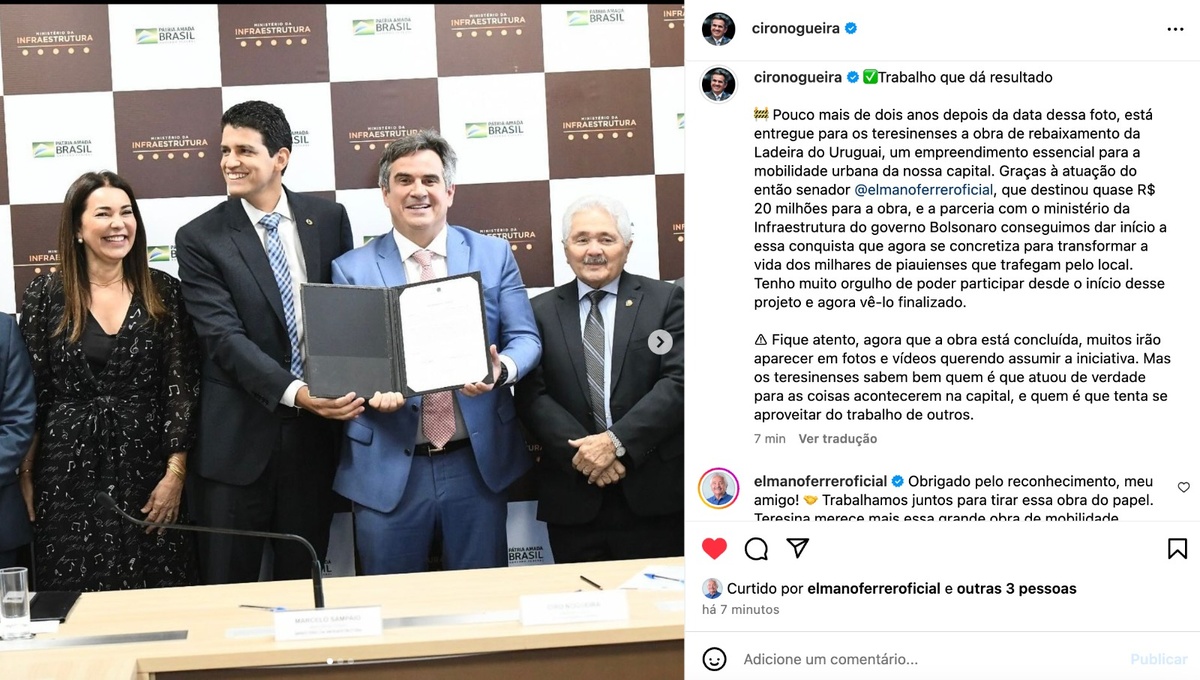 Ciro defendeu Elmano, o 'pai' verdadeiro da obra