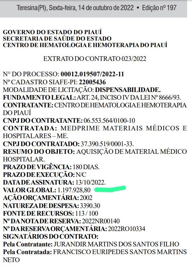 Extrato do contrato