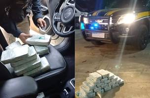 Material ilícito foi encontrado com a auxílio de cães farejadores (Foto: Divulgação/PRF)