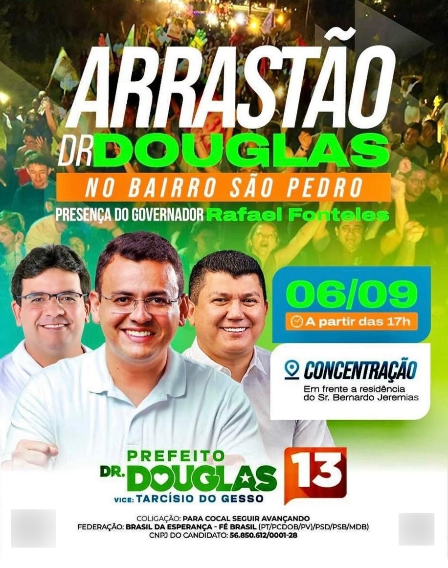 No cartaz Douglas Silva confirma a presença de Rafael num “arrastão” em Cocal