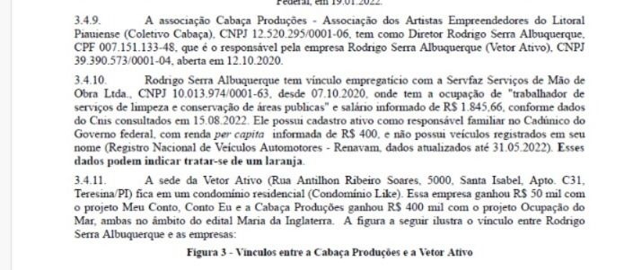 Texto sobre Rodrigo Albuquerque no inquérito da PF