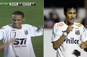 O início e o fim da primeira passagem pelo Santos (Foto: Reprodução e Ricardo Saibun/Santos)