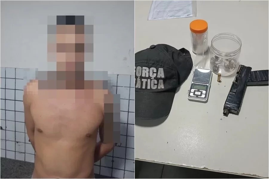 O suspeito e o material apreendido foram levados à Central de Flagrantes de Teresina