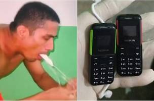 Policiais flagraram Daniel e realizam apreensão dos celulares. (Foto: Reprodução)