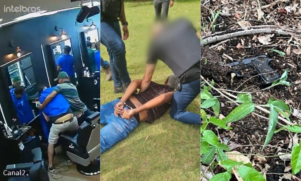 Quatro suspeitos foram encaminhados à Central de Flagrantes após recuperação da arma.