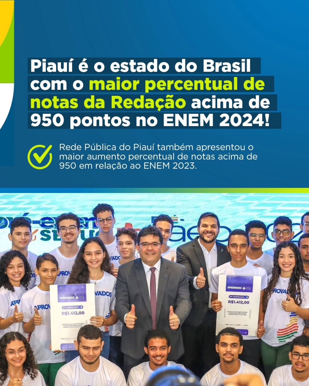 Rafael Fonteles destaca o feito dos alunos em suas redes sociais.