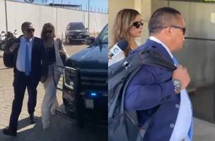Tatiana Medeiros chega em silencia na audiência (Foto: Reprodução)