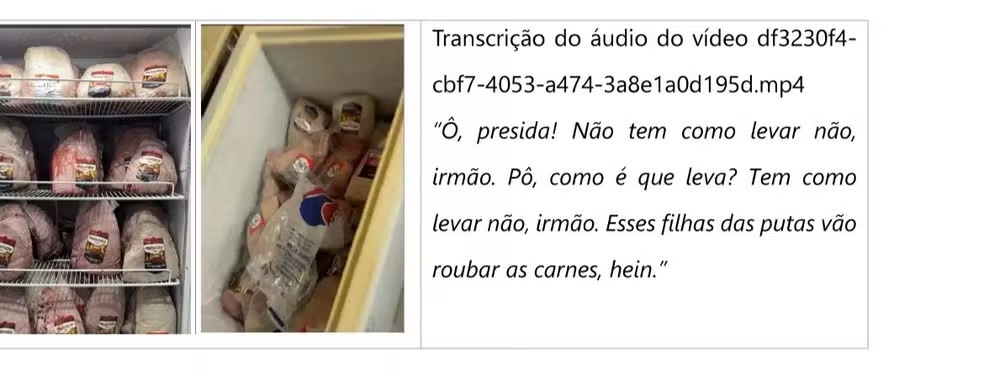 Trecho do documento da PF em que trata do vídeo enviado por TH Joias