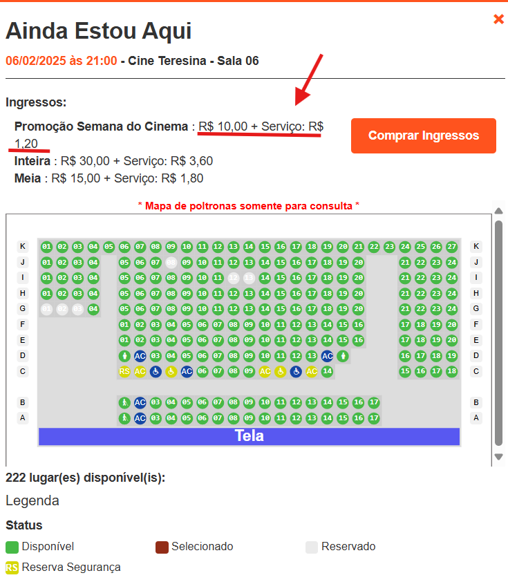 Comprando o ingresso online poderá ser cobrado uma taxa de serviço.