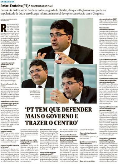 Entrevista de página inteira de Rafael ao jornal carioca.